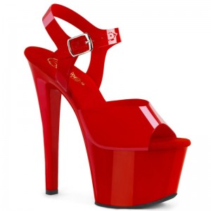 Pleaser Sky-308N Women's Platform Heels Sandals Red | NZ PFGAVE