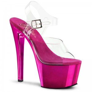 Pleaser Sky-308 Women's Platform Heels Sandals Pink / Clear | NZ HGLUJB