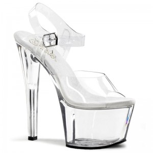 Pleaser Sky-308 Women's Platform Heels Sandals Clear | NZ KRVFAL