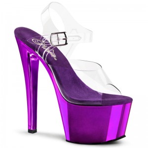 Pleaser Sky-308 Women's Platform Heels Sandals Purple / Clear | NZ MIJRTO