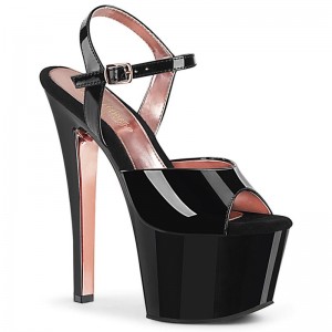 Pleaser Sky-309TT Women's Platform Heels Sandals Black / Rose Gold | NZ RGDKUO