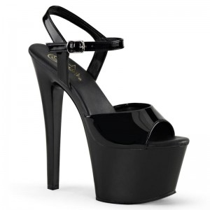 Pleaser Sky-309VL Women's Platform Heels Sandals Black | NZ WJRCYM