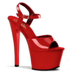 Pleaser Sky-309 Women's Platform Heels Sandals Red | NZ MKHPJC