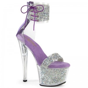 Pleaser Sky-327RSI Women's Platform Heels Sandals Silver / Purple | NZ IWLTMG