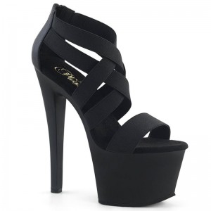 Pleaser Sky-369 Women's Platform Heels Sandals Black | NZ FBPGVK