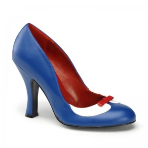 Pleaser Smitten-05 Vegan Leather Women's Pumps Blue / White | NZ WDTPFA