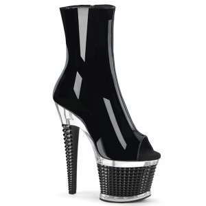 Pleaser Spectator-1012 Women's Heels Boots Black / Clear | NZ CPOGFA