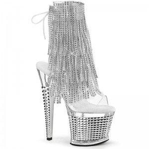 Pleaser Spectator-1017RSF Women's Heels Boots Silver / Clear | NZ DFPJTH