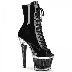 Pleaser Spectator-1021 Women's Heels Boots Black / Clear | NZ BGNVXF