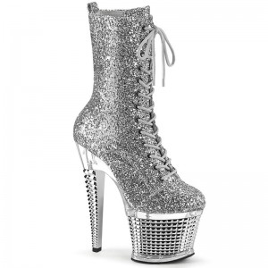 Pleaser Spectator-1040G Women's Heels Boots Silver / Clear | NZ BALOUD