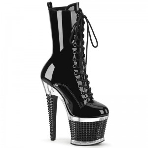 Pleaser Spectator-1040 Women's Heels Boots Black / Clear | NZ ZBOYCS