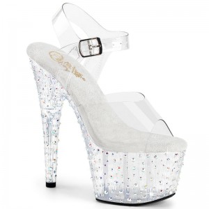 Pleaser Stardance-708 Rhinestones Women's Platform Heels Sandals Multicolor / Clear | NZ VASRKH