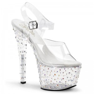 Pleaser Stardance-708 Rhinestones Women's Platform Heels Sandals Multicolor | NZ VXRTPJ