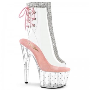 Pleaser Stardust-1018C-2RS Women's Heels Boots Pink / Clear | NZ ZTLKGO