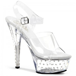 Pleaser Stardust-608 Women's Platform Heels Sandals Clear | NZ PIZNBW