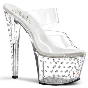 Pleaser Stardust-702 Women's Platform Slides Clear | NZ MPBXTJ