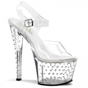 Pleaser Stardust-708 Women's Platform Heels Sandals Clear | NZ VZWJPU