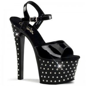 Pleaser Stardust-709 Women's Platform Heels Sandals Black | NZ NWZIHK