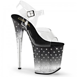 Pleaser Stardust-808T Women's Platform Heels Sandals Black / Clear | NZ NSFRUV