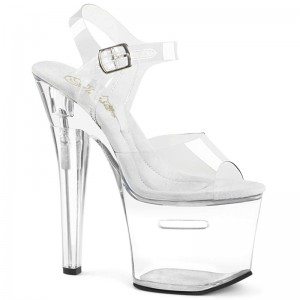 Pleaser Tipjar-708RAD Women's Platform Heels Sandals Clear | NZ LIZCAD