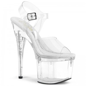 Pleaser Treasure-708EST Women's Platform Heels Sandals Clear | NZ IMZJVB