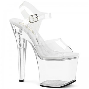 Pleaser Treasure-708RAD Women's Platform Heels Sandals Clear | NZ WNEOJV