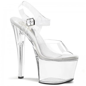 Pleaser Treasure-708 Women's Platform Heels Sandals Clear | NZ VWUIYQ