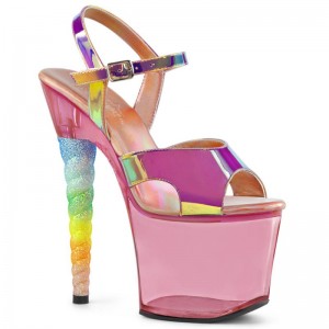 Pleaser Unicorn-711T Women's Platform Heels Sandals Pink | NZ YISRAV