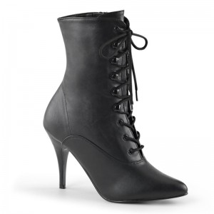 Pleaser Vanity-1020 Vegan Leather Women's Heels Boots Black | NZ QVRIDH