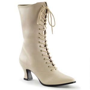 Pleaser Victorian-120 Women's Heels Boots Beige | NZ XDYQPF