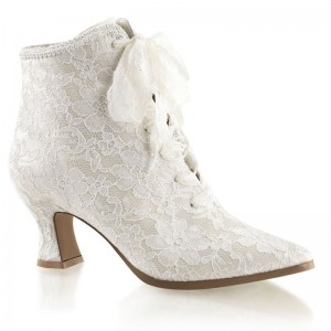 Pleaser Victorian-30 Women's Heels Boots White | NZ PSVTLW