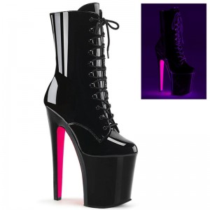 Pleaser Xtreme-1020TT Women's Heels Boots Black / Pink | NZ FAIPKN