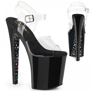 Pleaser Xtreme-808CHS Hologram Women's Platform Heels Sandals Silver / Clear | NZ GWXILQ