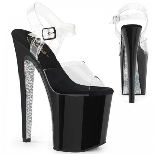 Pleaser Xtreme-808CRS Women's Platform Heels Sandals Silver / Clear | NZ HVDPGY