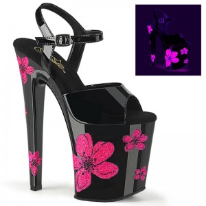 Pleaser Xtreme-809HB Women's Platform Heels Sandals Black / Pink | NZ QONRCW