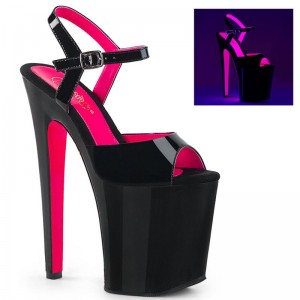 Pleaser Xtreme-809TT Women's Platform Heels Sandals Pink / Black | NZ HKXOAG