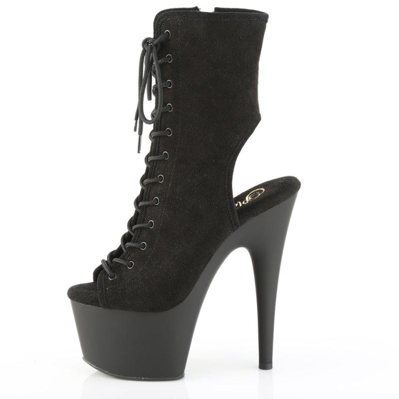 Pleaser Adore-1016 Faux Suede Women's Heels Boots Black | NZ CKFWZY