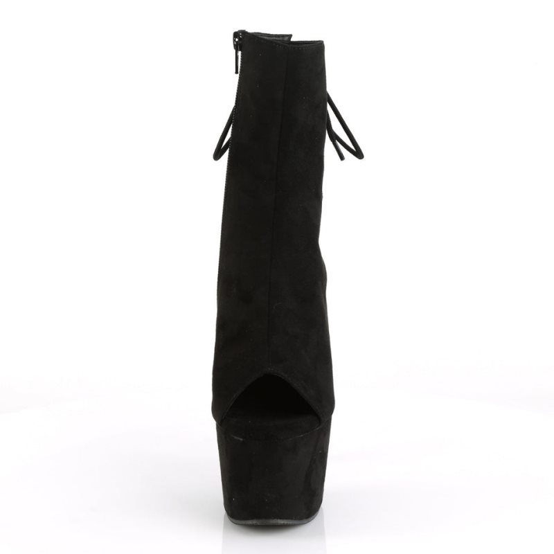 Pleaser Adore-1018FS Suede Women's Heels Boots Black | NZ TMSINC