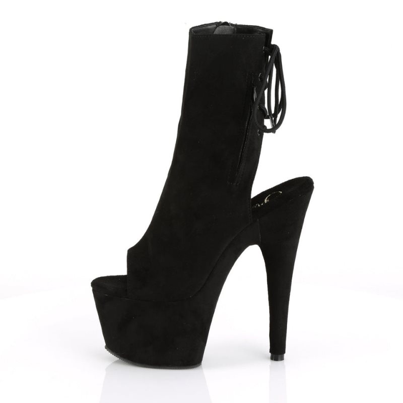 Pleaser Adore-1018FS Suede Women's Heels Boots Black | NZ TMSINC