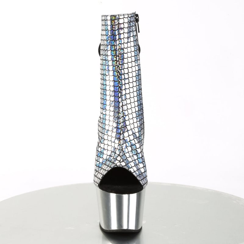 Pleaser Adore-1018MSC Hologram Women's Heels Boots Silver | NZ FUDCLG