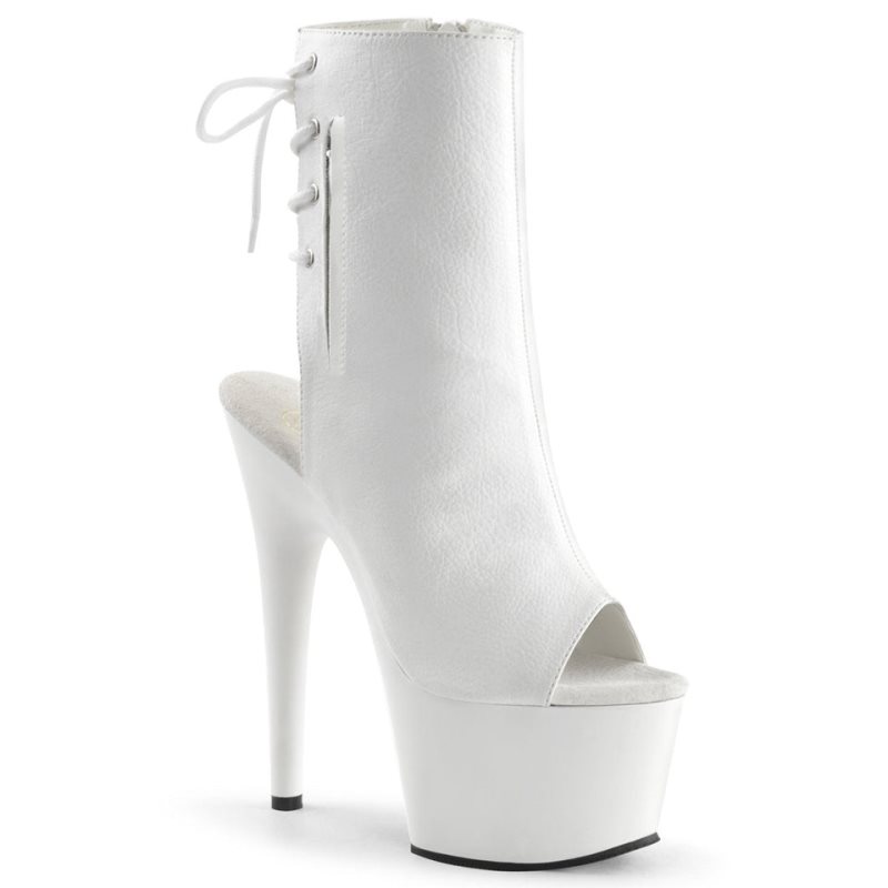 Pleaser Adore-1018 Vegan Leather Women\'s Heels Boots White | NZ GOCZMW