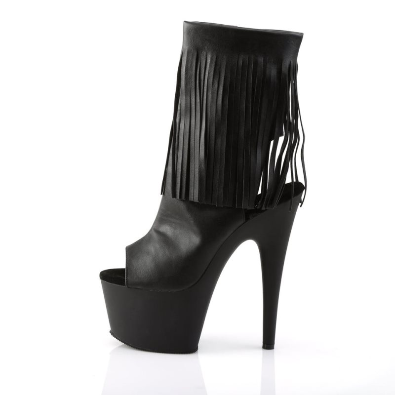 Pleaser Adore-1019 Vegan Leather Women's Heels Boots Black | NZ RFIQPL