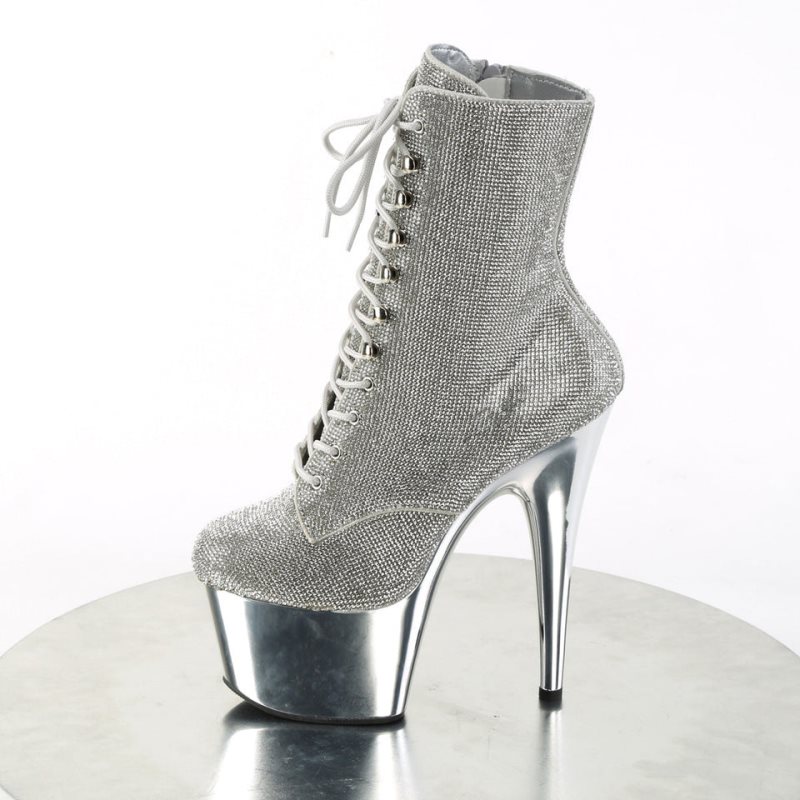 Pleaser Adore-1020CHRS Women's Heels Boots Silver | NZ EDHFUR