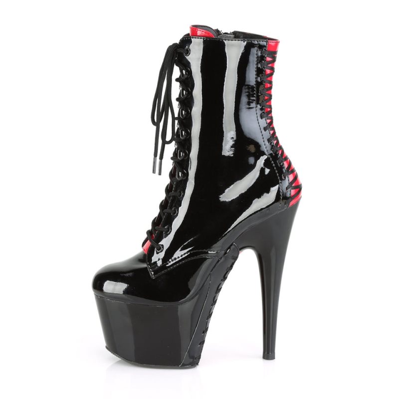 Pleaser Adore-1020FH Women's Heels Boots Black / Red | NZ VDIERL