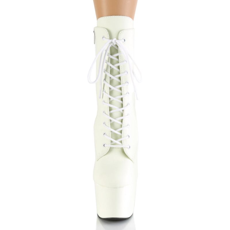 Pleaser Adore-1020GD Vegan Leather Women's Heels Boots White | NZ WJDHFU