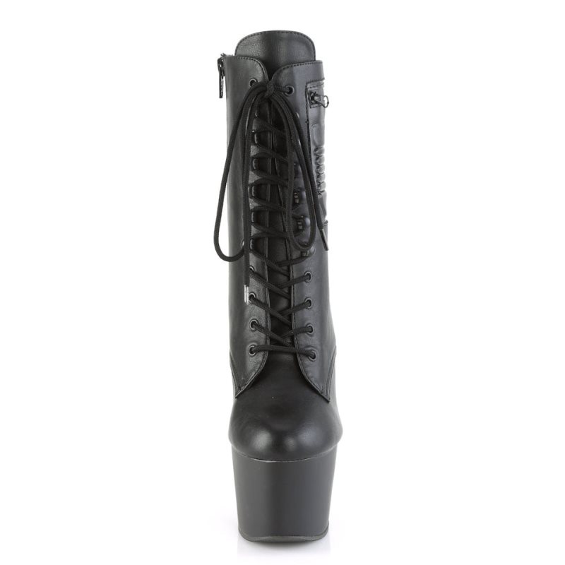 Pleaser Adore-1020PK Vegan Leather Women's Heels Boots Black | NZ CHDRVJ