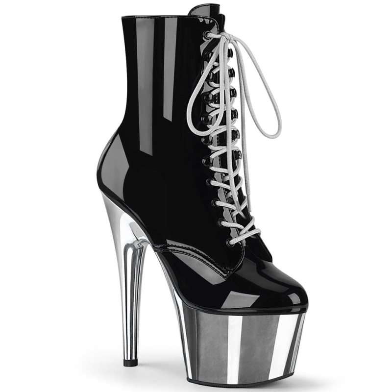 Pleaser Adore-1020 Women\'s Heels Boots Black / Silver | NZ KDFOUY