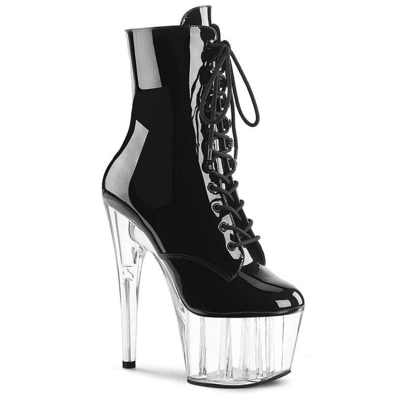 Pleaser Adore-1020 Women\'s Heels Boots Black / Clear | NZ WZQUCY