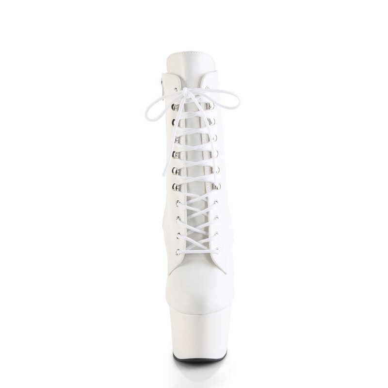 Pleaser Adore-1020 Women's Heels Boots White Vegan Leather | NZ FQBNTK