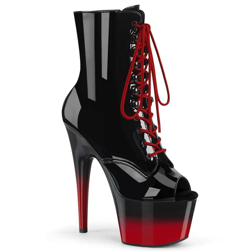 Pleaser Adore-1021BR-H Women\'s Heels Boots Black / Red | NZ MKGFAB